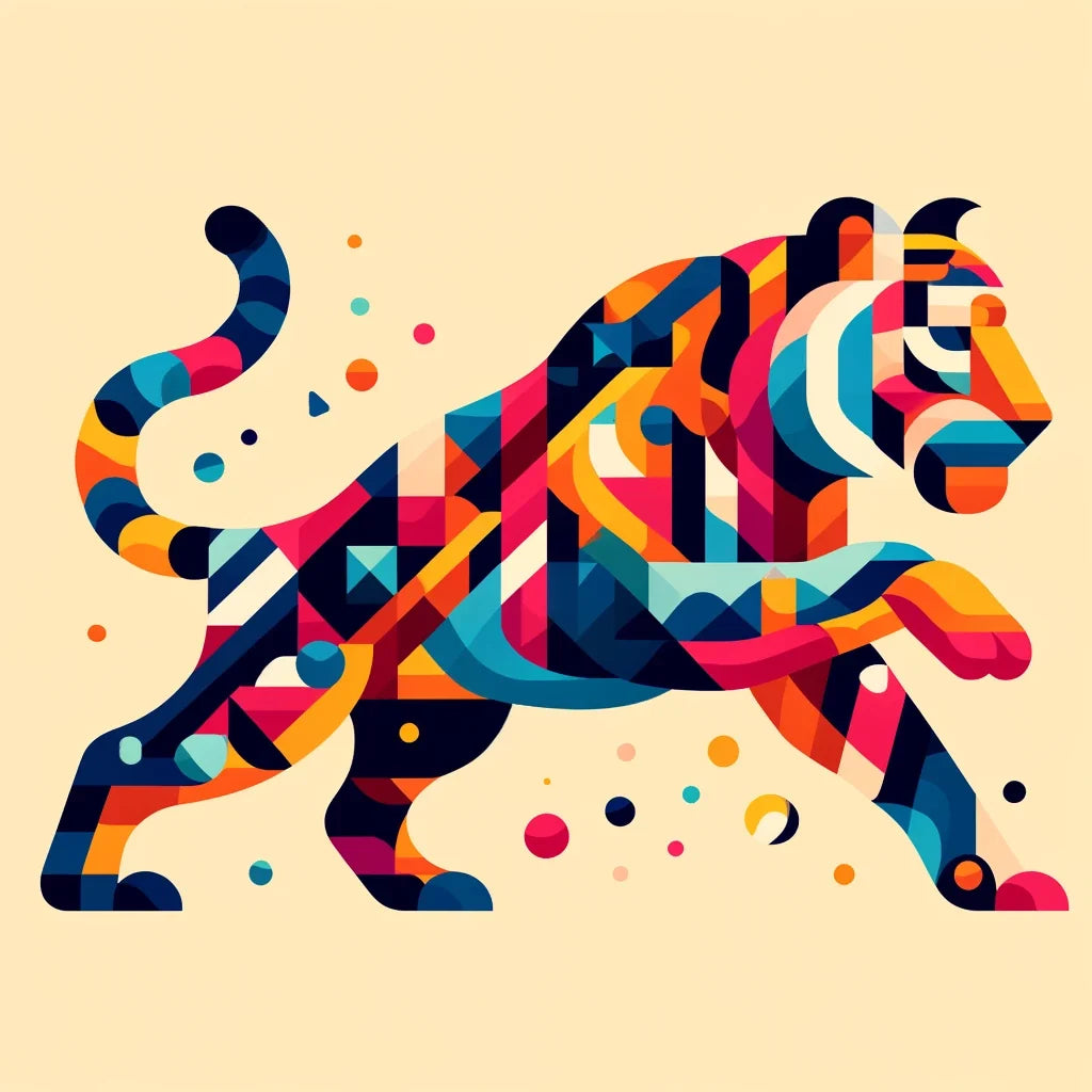 Vibrant Geometric Tiger Canvas