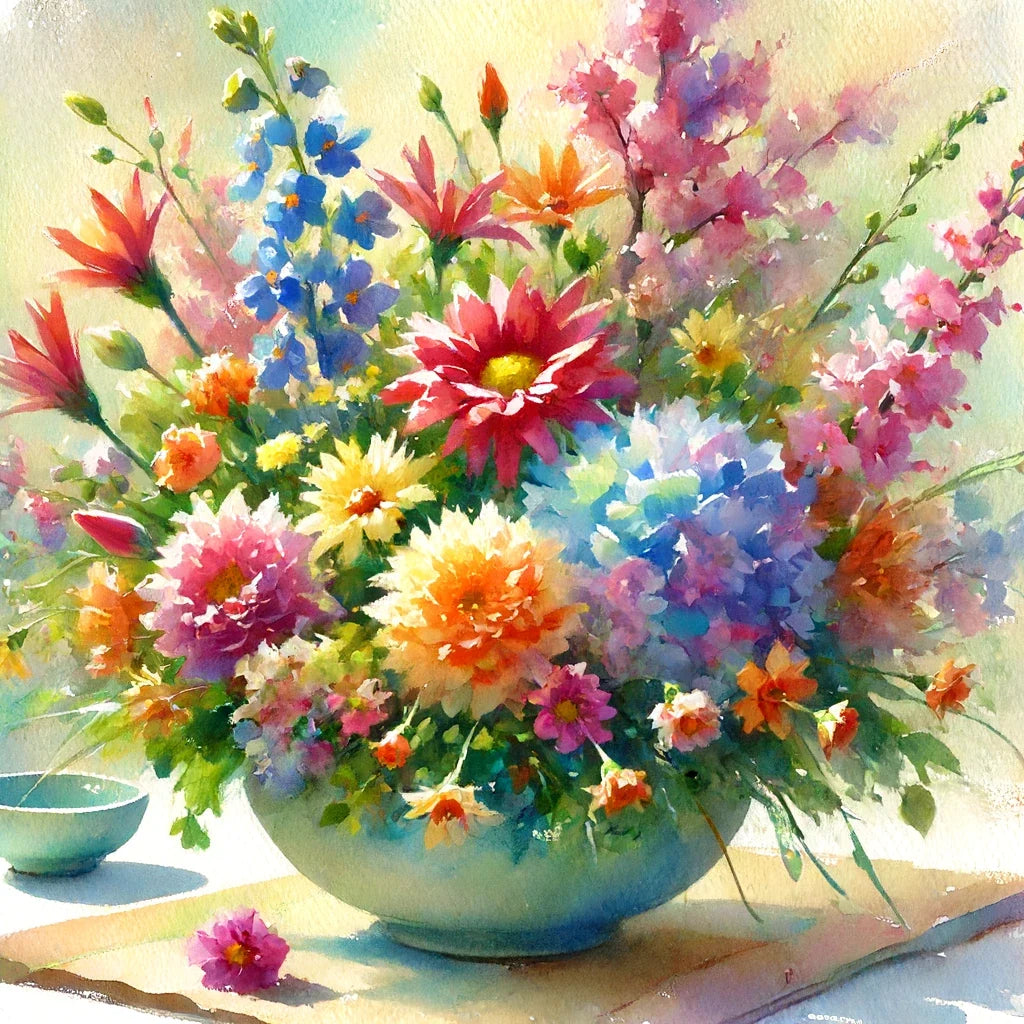 Vibrant Ikebana Canvas