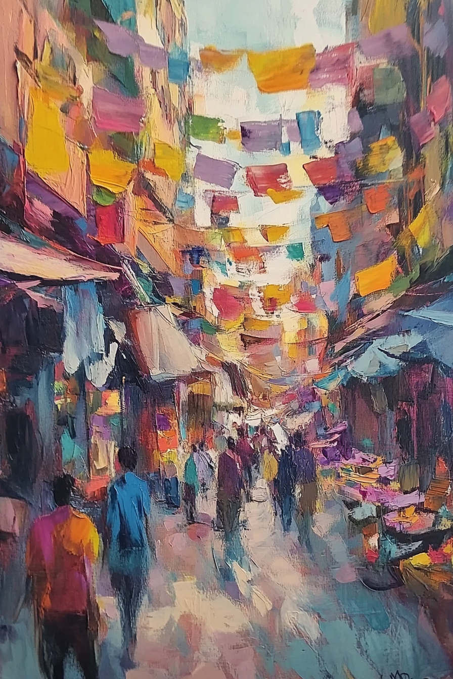 Vibrant Marketplace Canvas