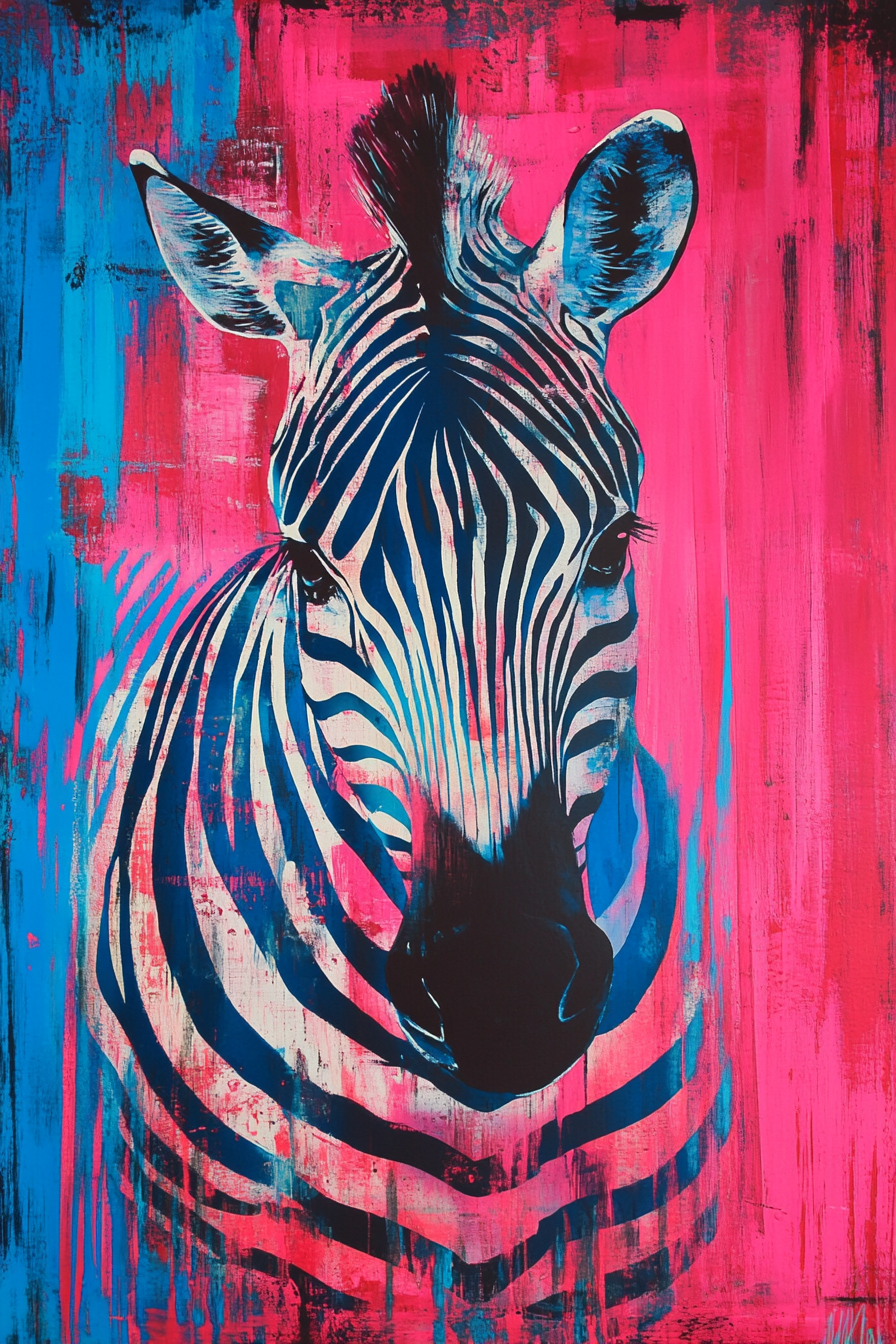 Vibrant Zebra Dance Canvas