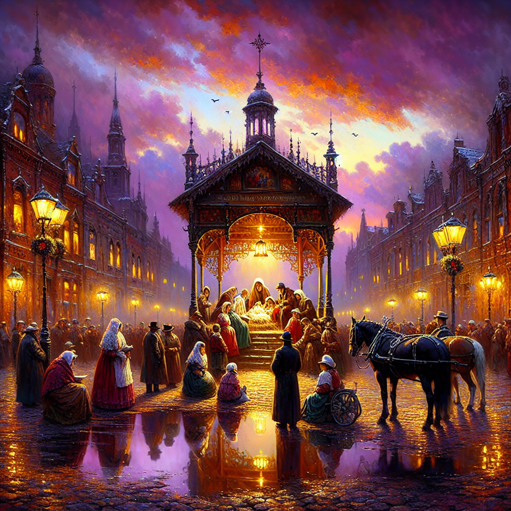 Victorian Nativity Dusk Canvas