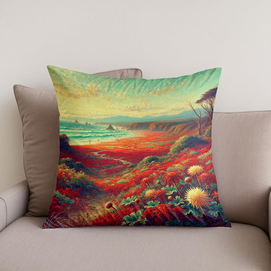 Victorian Red Beach Cotton Cushion