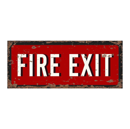 Vintage Metal Fire Exit Wall Sign