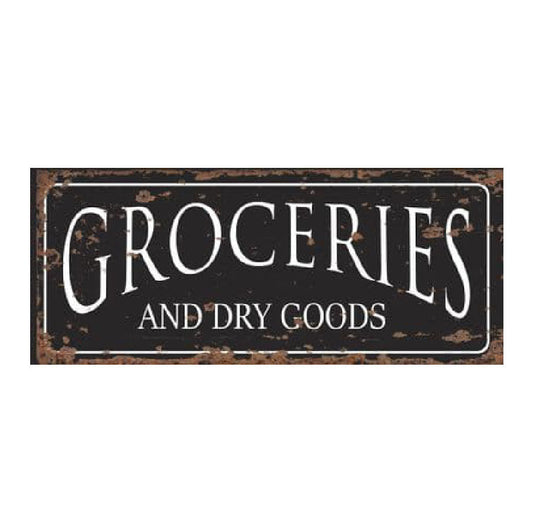 Metal Vintage Groceries and Dry Goods Sign