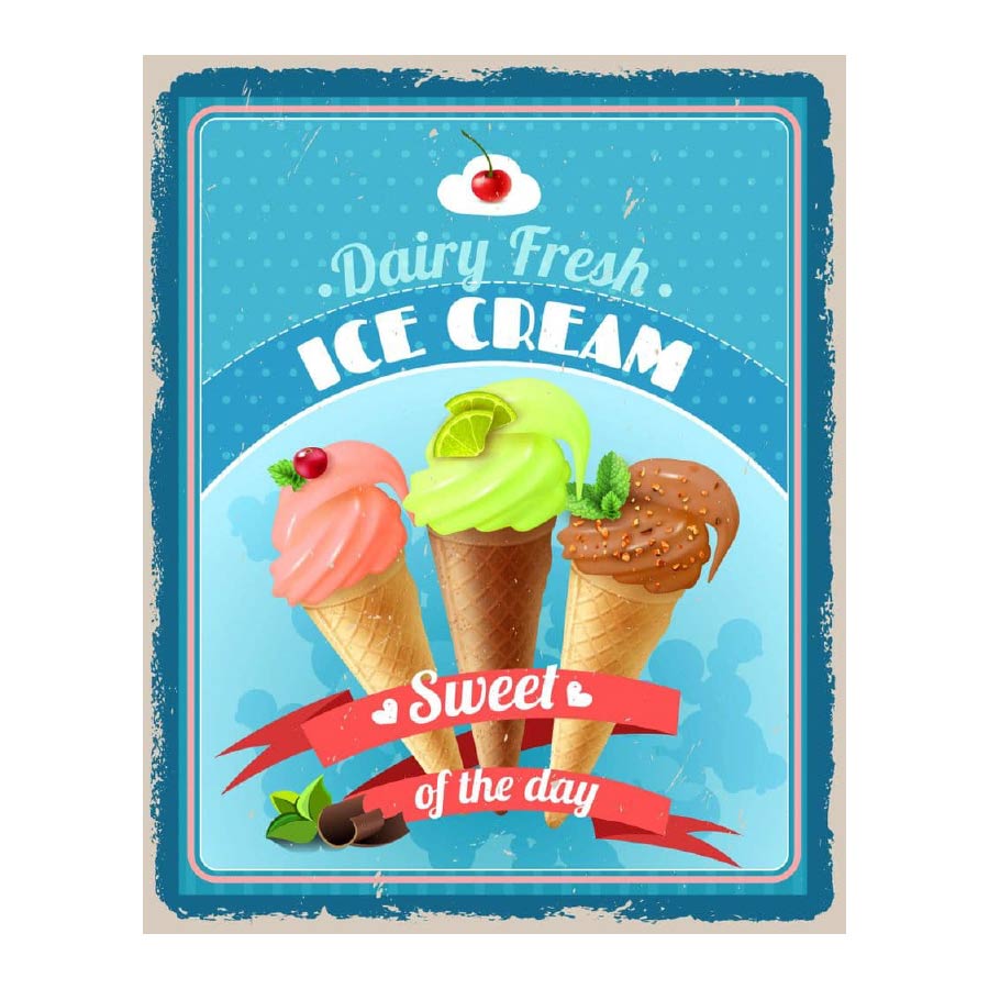 Vintage Dairy Fresh Ice Cream Metal Advertising Sign