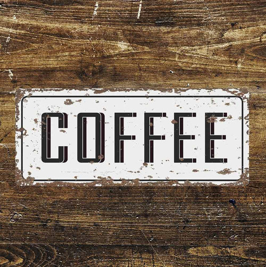 Vintage Distressed Effect Metal Coffee Sign