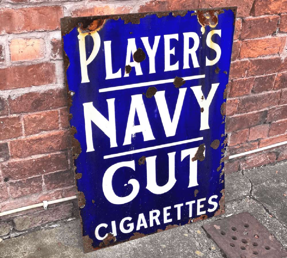 Vintage Players Navy Cut Advertising Metal Wall Sign