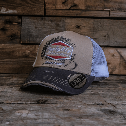 Beige Surf Diamond Trucker Hat