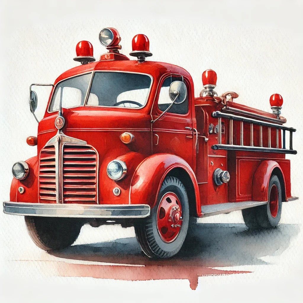 Vintage Fire Truck Cotton Cushion