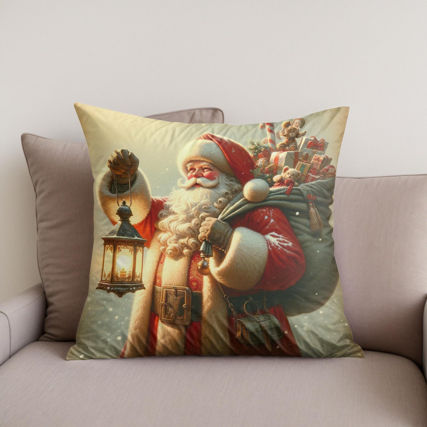 Vintage Holiday Cheer Cotton Cushion