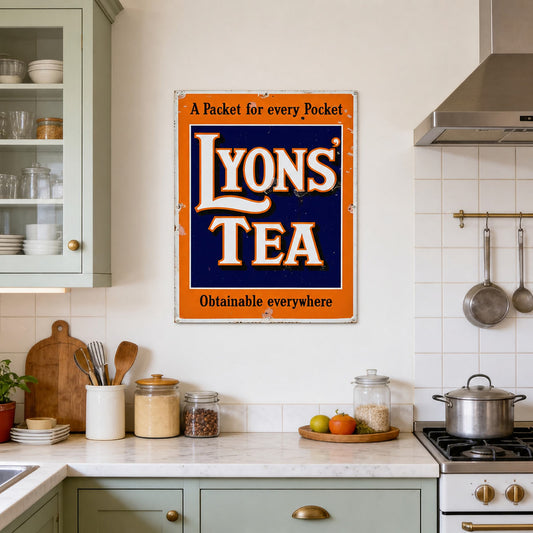 Vintage Lyons Tea Metal Advertising Wall Sign