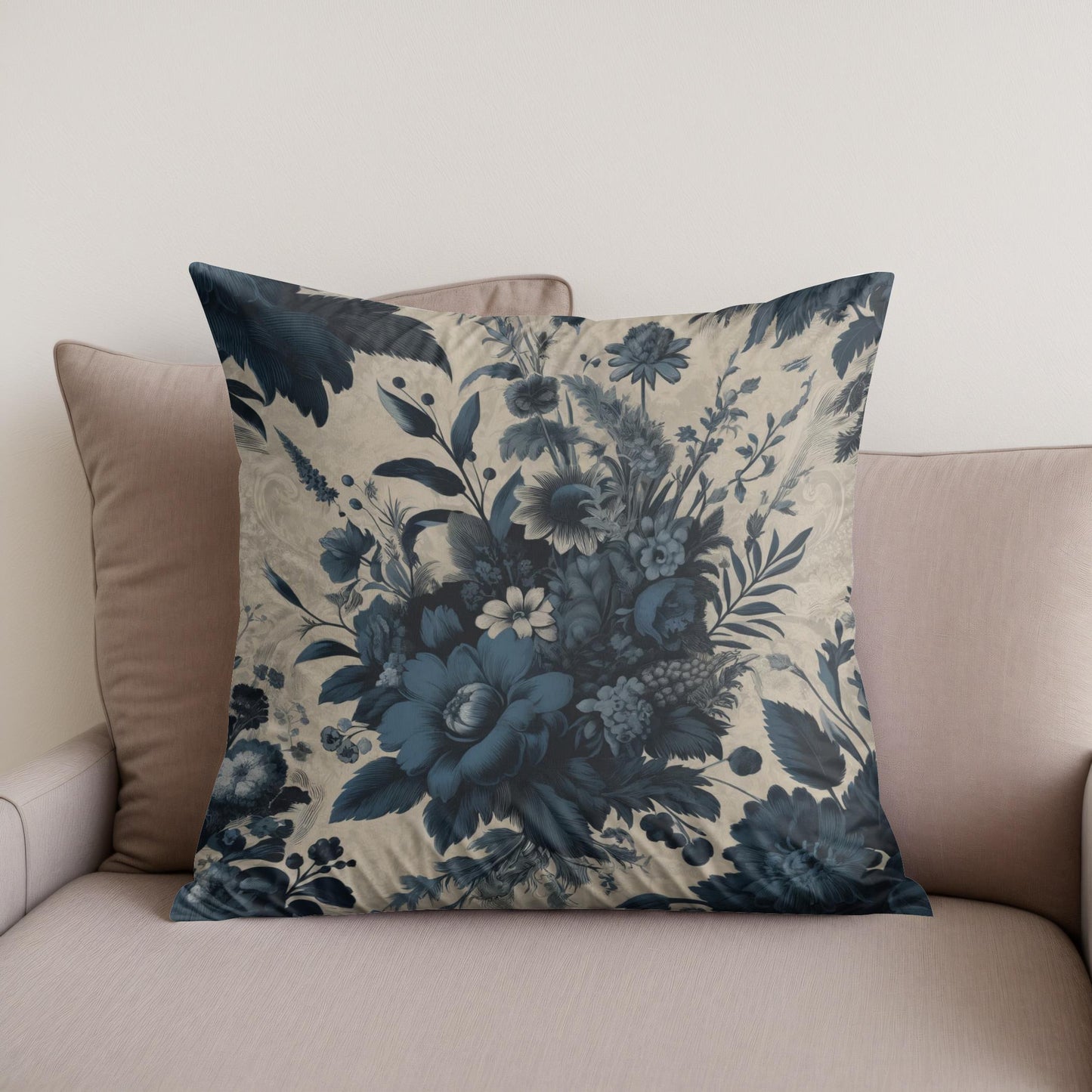 Vintage Navy Botanicals Cotton Cushion