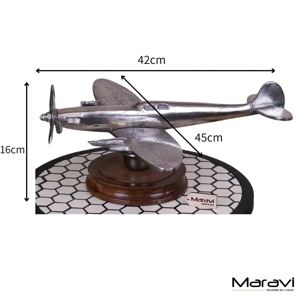 Vintage Spitfire Model Metal on Wooden Base
