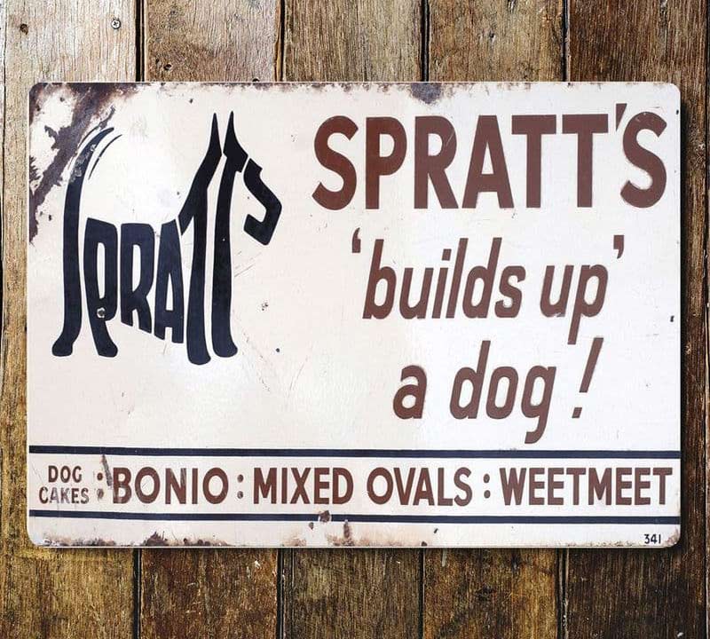 Spratts Dog Food Metal Vintage Advertising Wall Sign