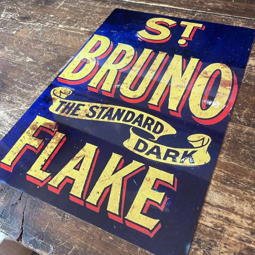 Distressed Vintage St Bruno Flake Metal Advertising Sign
