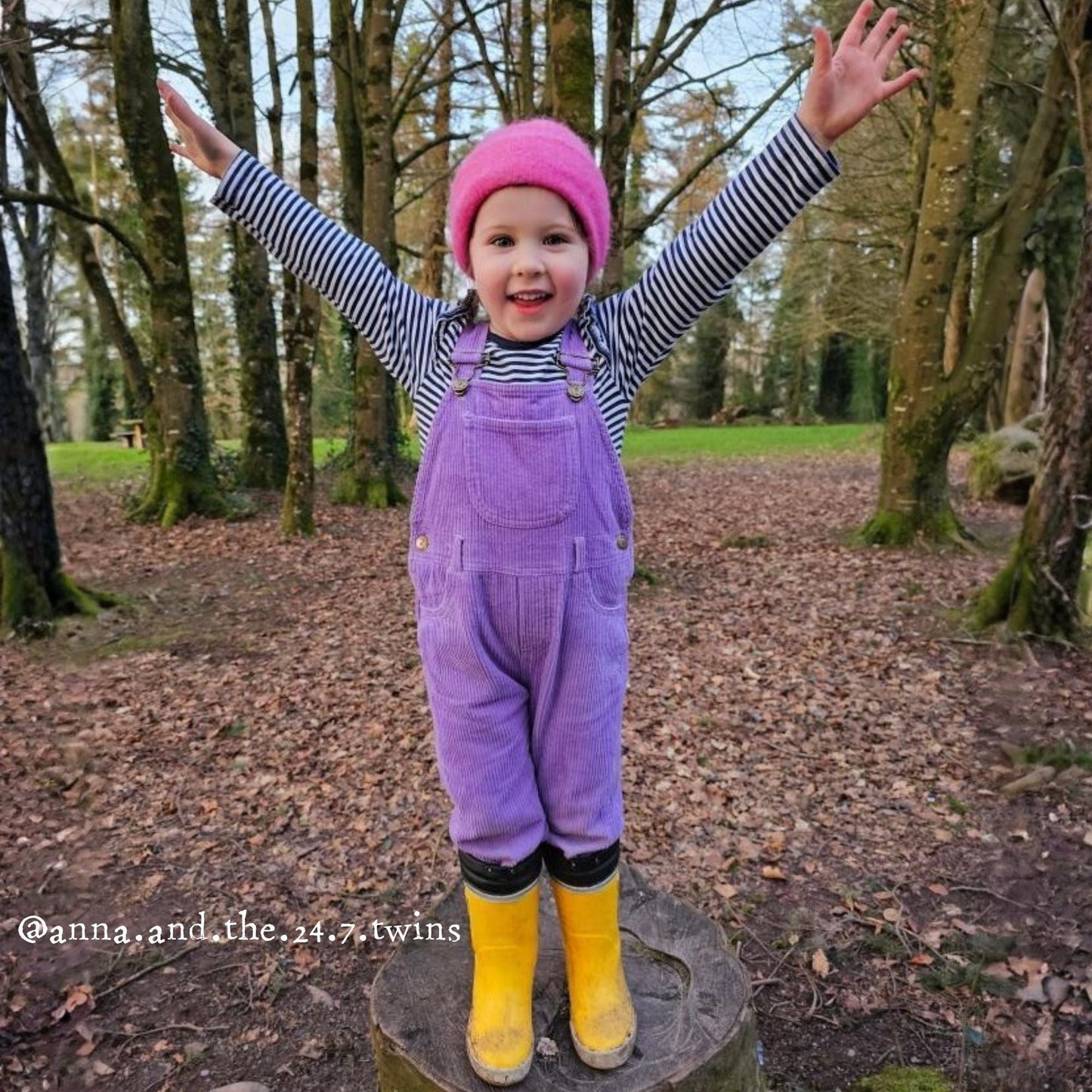 Violet Chunky Cord Dungarees