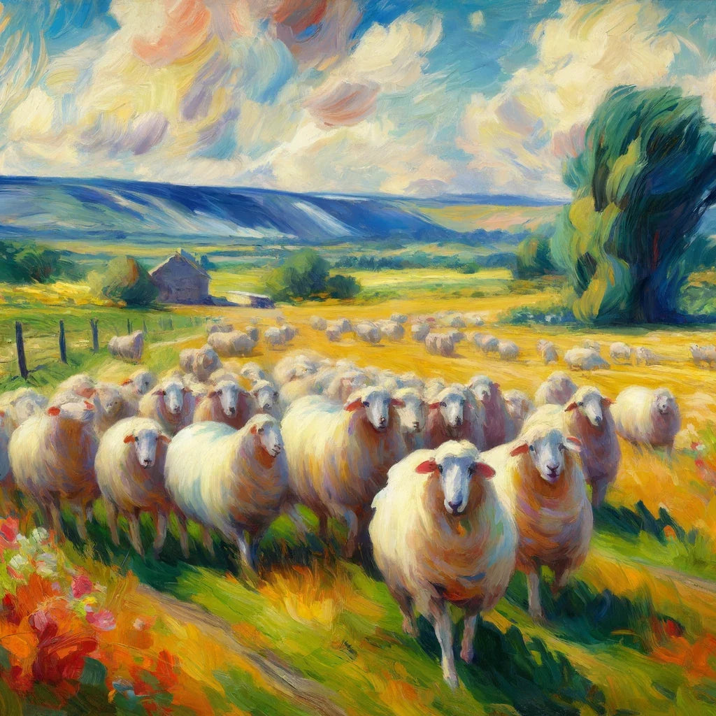 Vivid Pasture Sheep Canvas