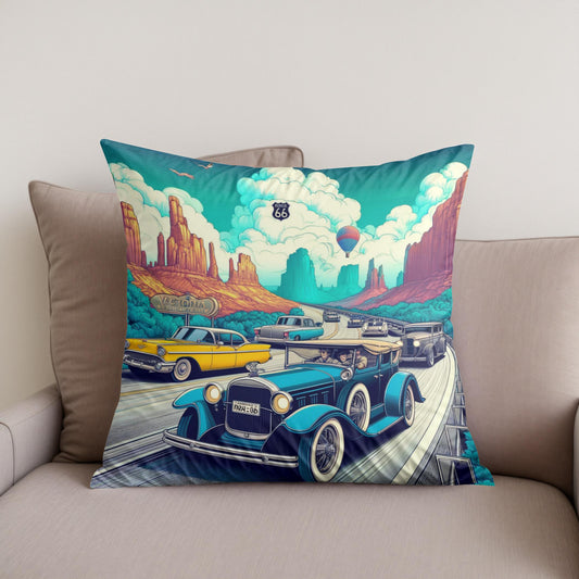 Retro Road Trip Cotton Cushion
