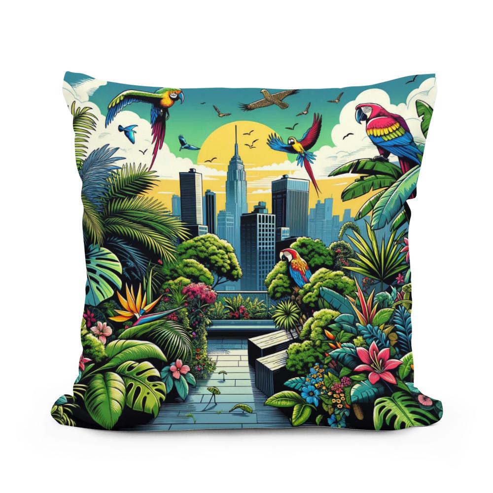 Urban Jungle View Cotton Cushion