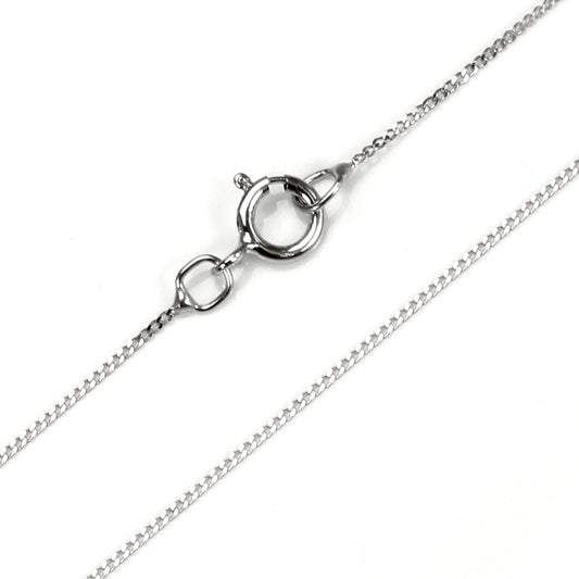 9ct White Gold Light Diamond Cut Curb Chain 16 - 20 Inches