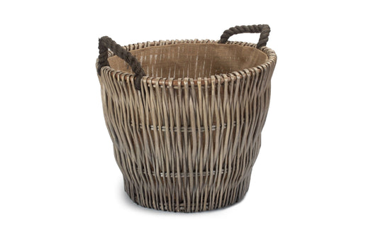 Small Round Grey Log Basket