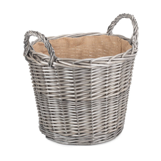 Large Round Lined Wicker Log Basket