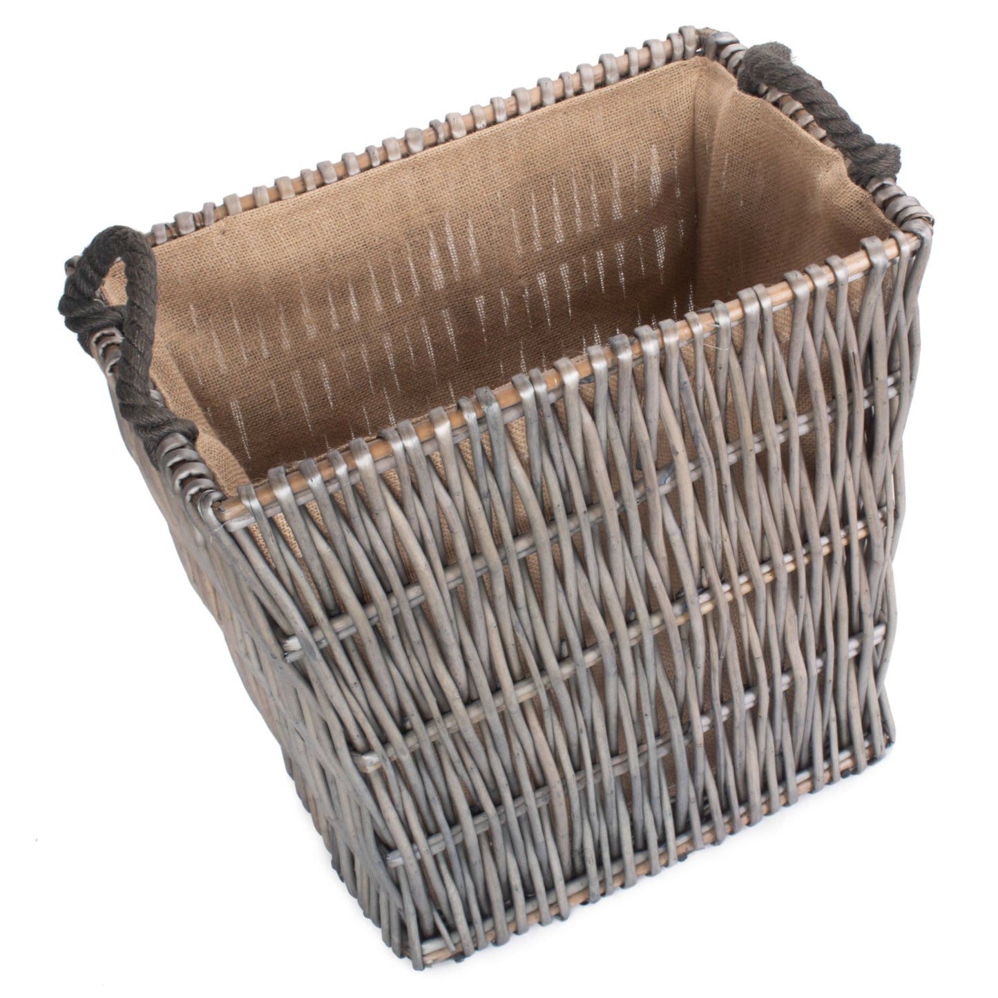 Small Grey Rectangular Log Basket