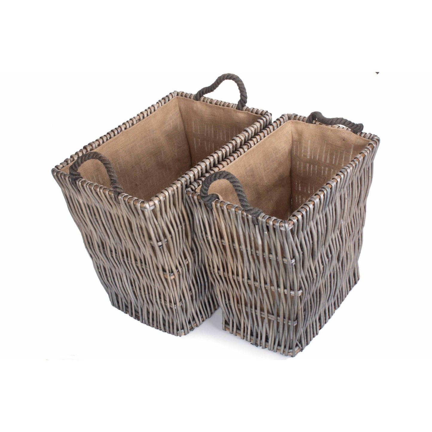 Rectangular Grey Log Basket Set 2