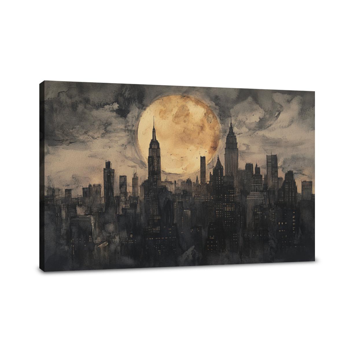 Moonlit Metropolis Canvas