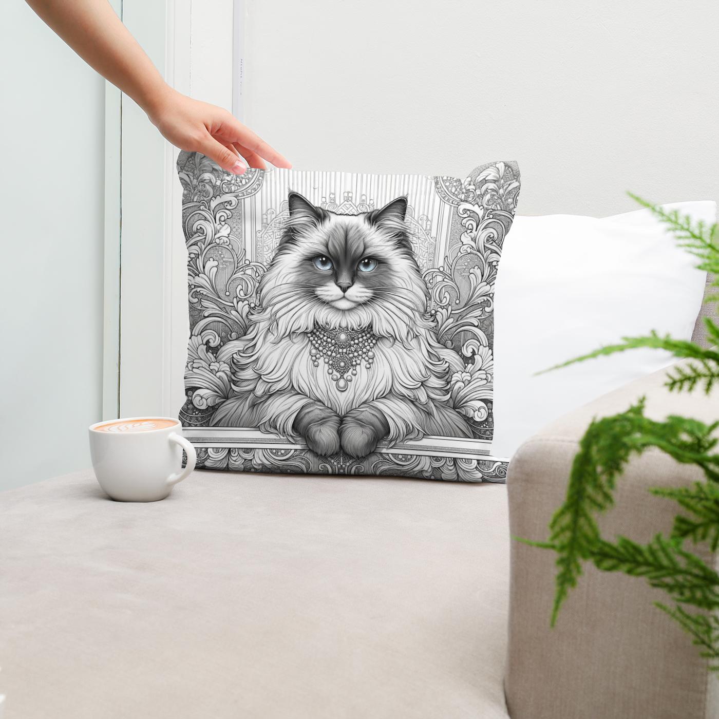 Glamour Ragdoll Line Art Cotton Cushion