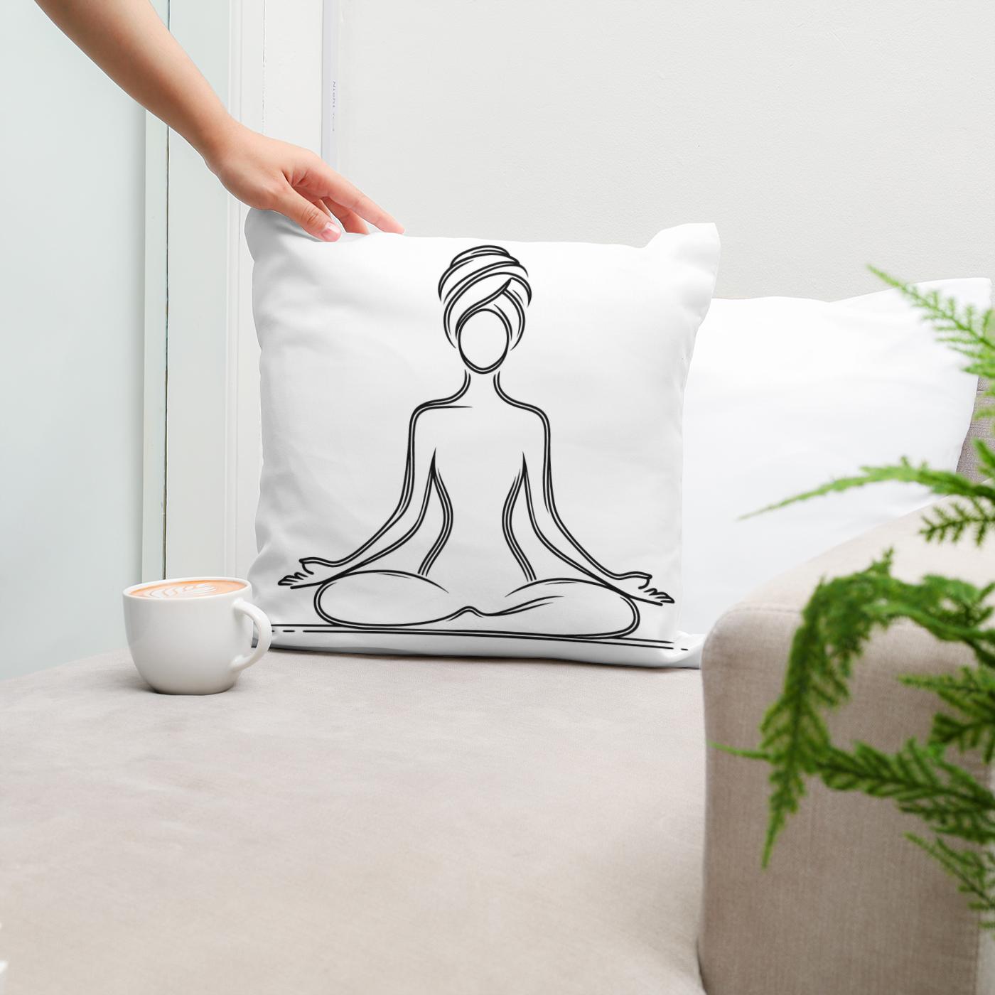 Yoga Serenity Silhouette Cotton Cushion