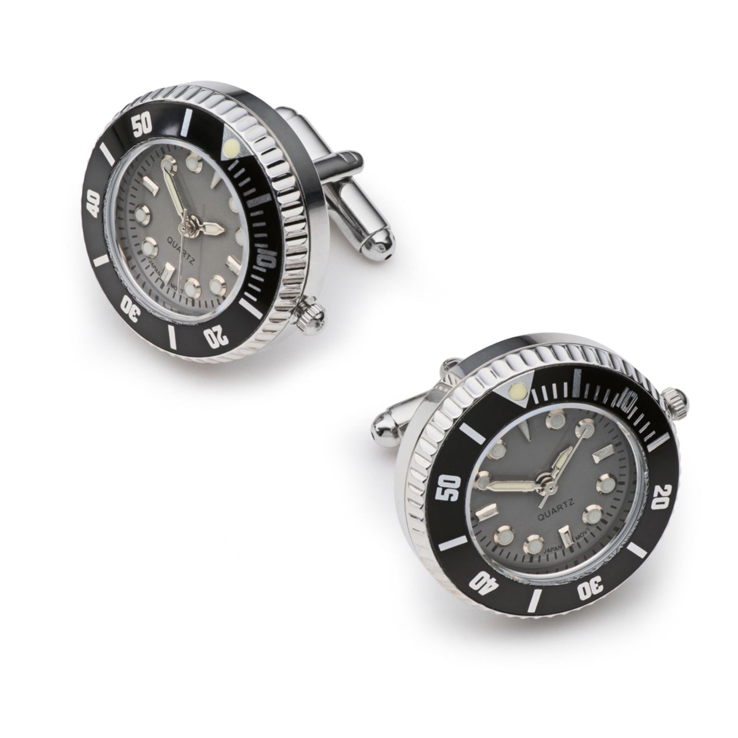 Working Watch Cufflinks In Silver and Grey