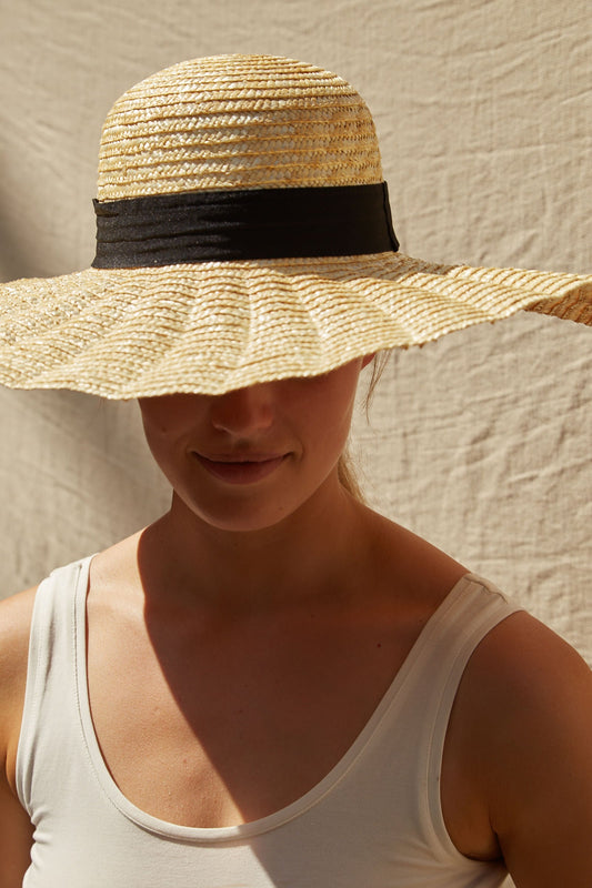 Louche Wave Wide Brimmed Straw Hat