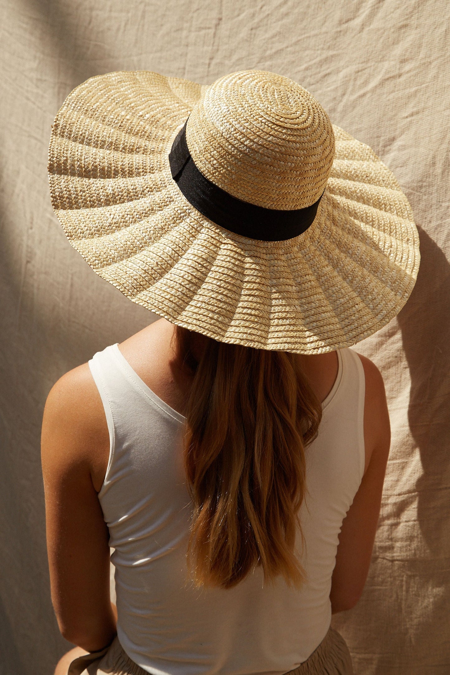 Louche Wave Wide Brimmed Straw Hat