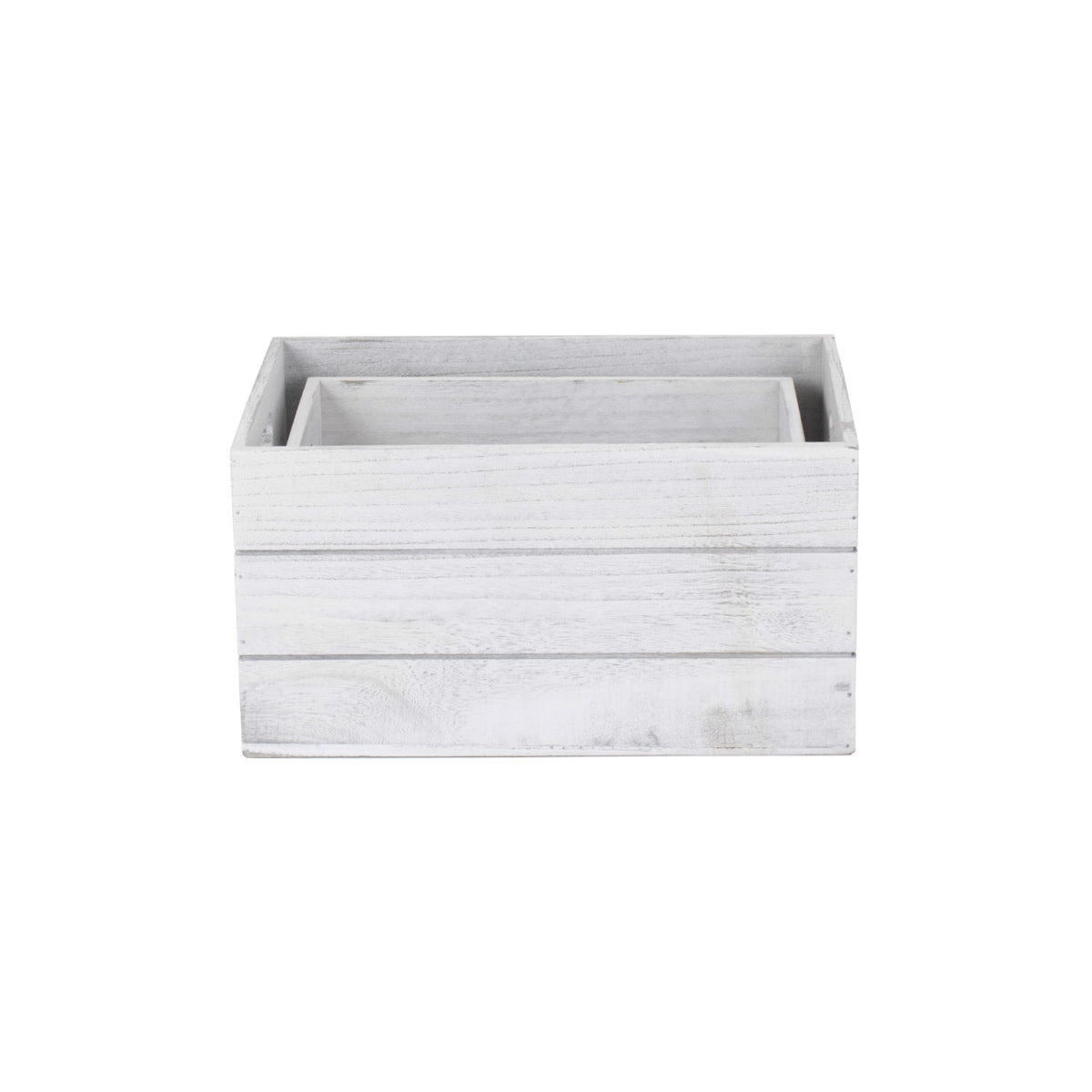 Vintage White Wash Heart Cut-Out Crate Set 2