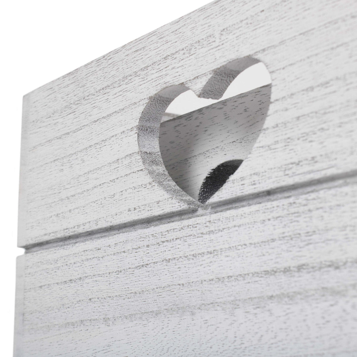 Vintage White Wash Heart Cut-Out Crate Set 2