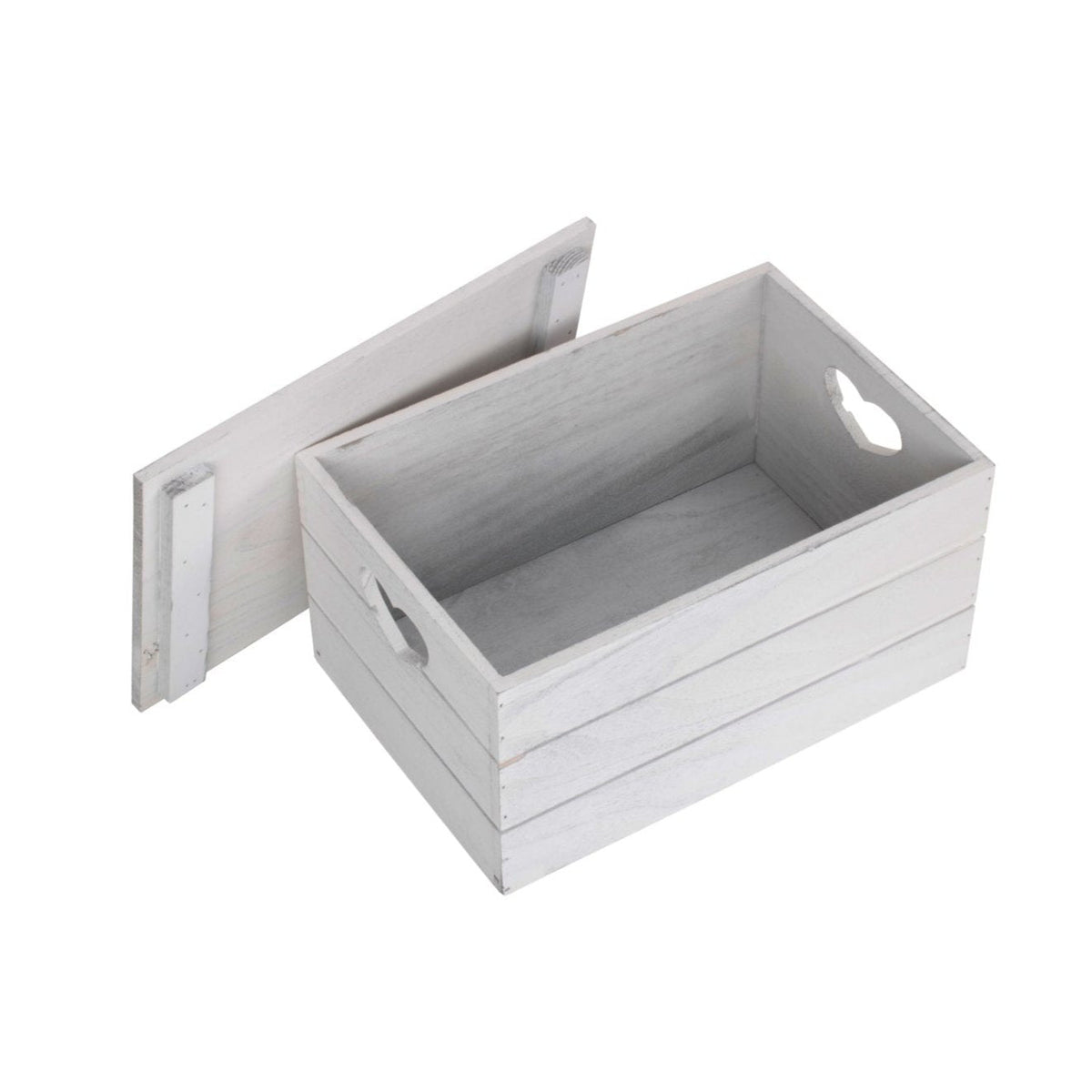 Small Vintage White Wash Heart Cut-Out Box with Lid