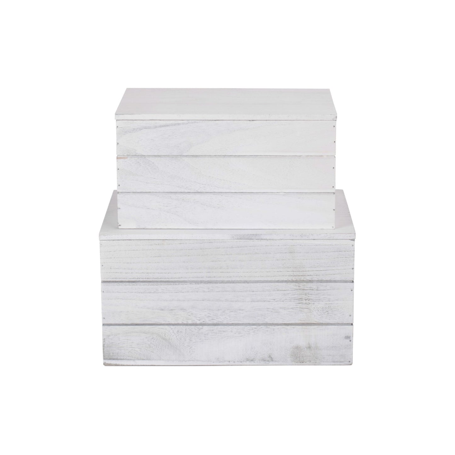 Vintage White Wash Heart Cut-Out Box with Lid Set 2