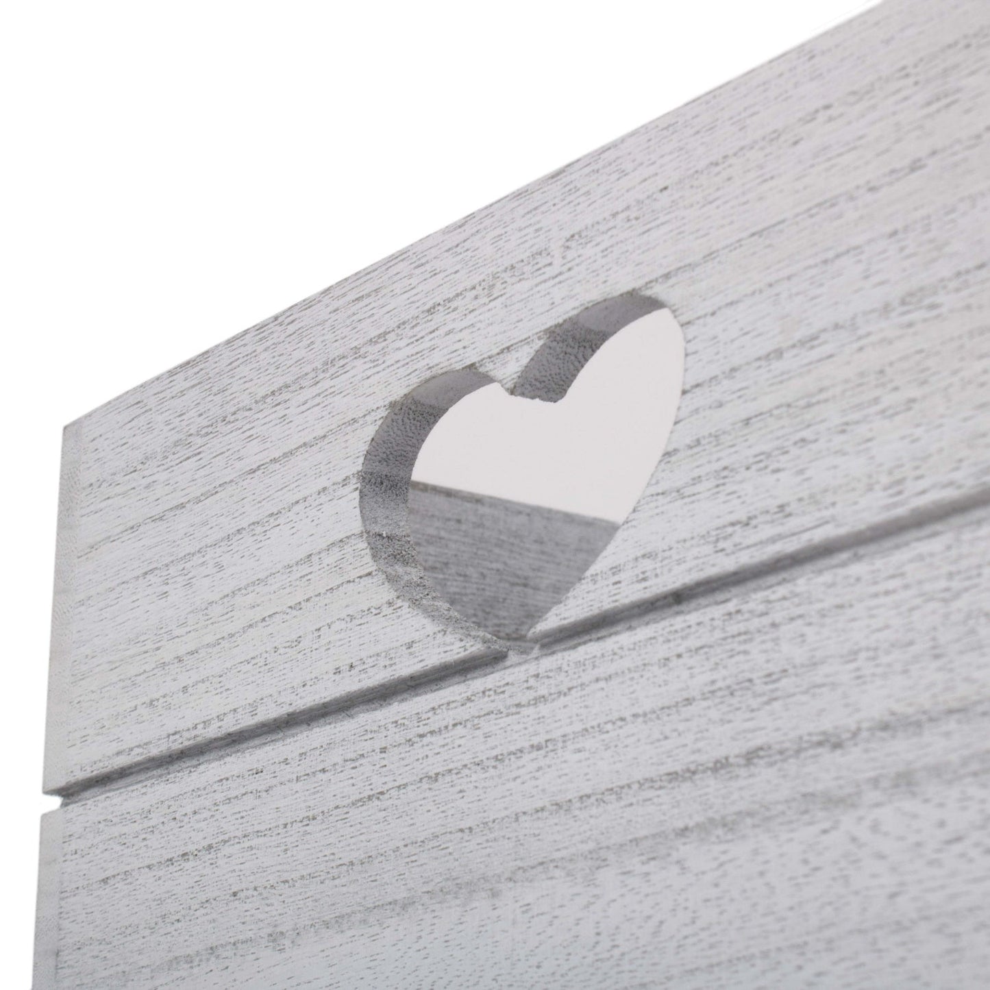 Large Vintage White Wash Heart Cut-Out Crate