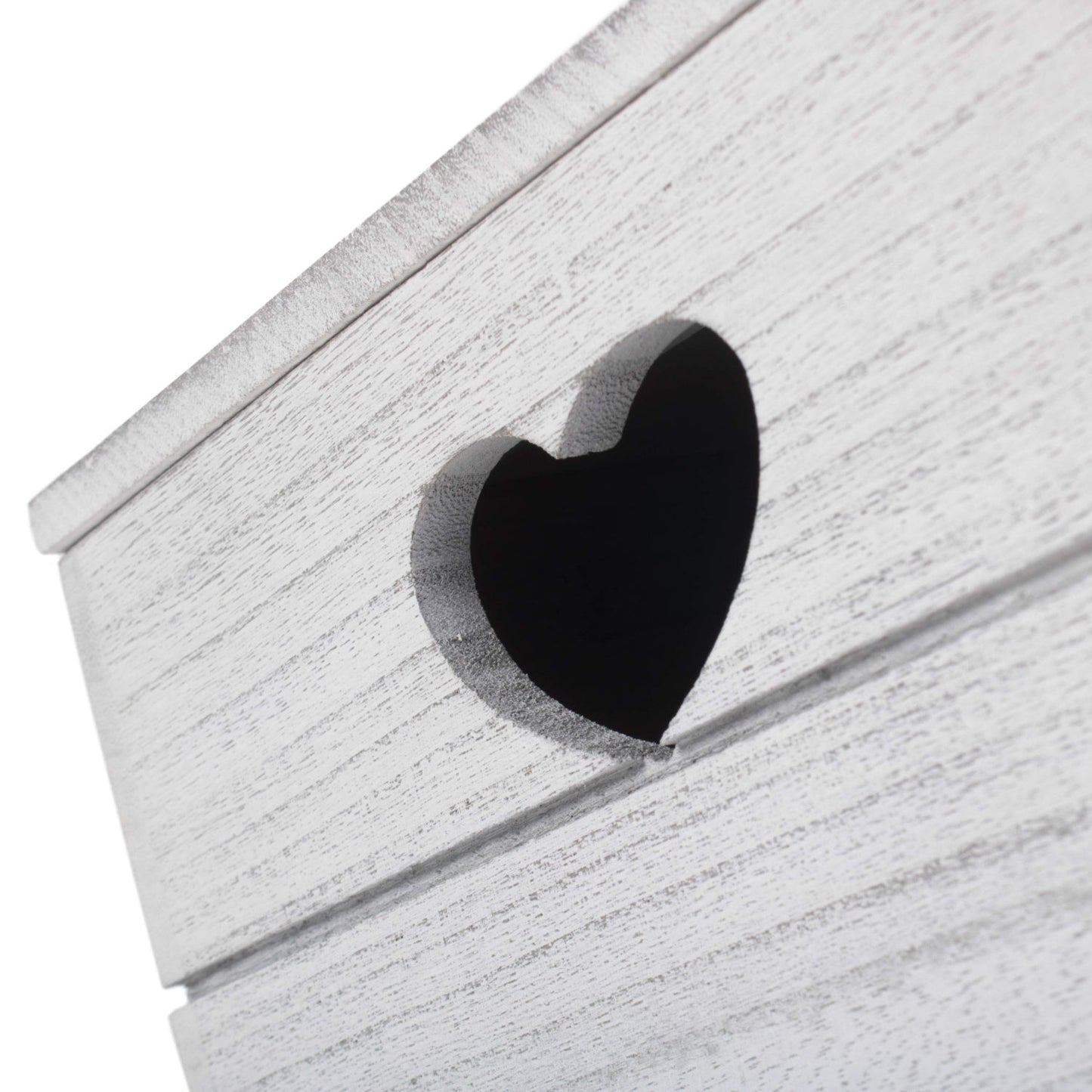 Large Vintage White Wash Heart Cut-Out Box with Lid