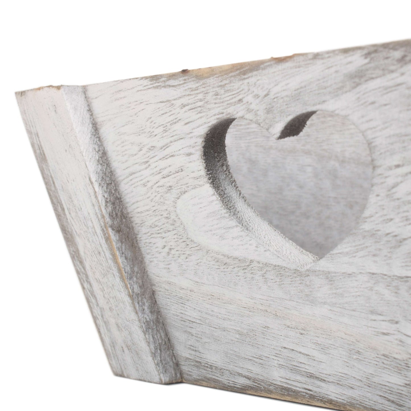 Small Vintage White Wash Heart Cut-Out Tray