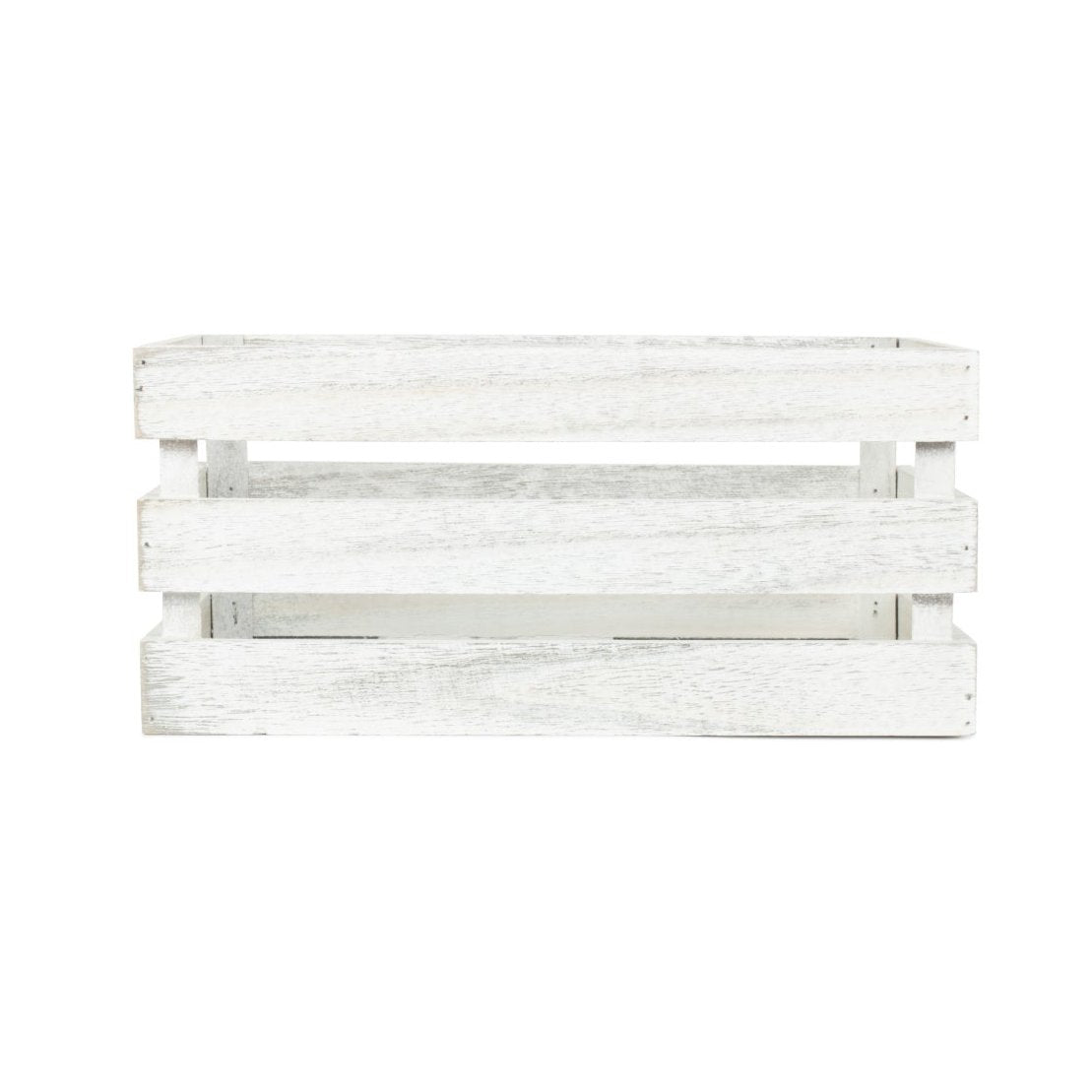 Small Vintage White Wash Slatted Wooden Crate