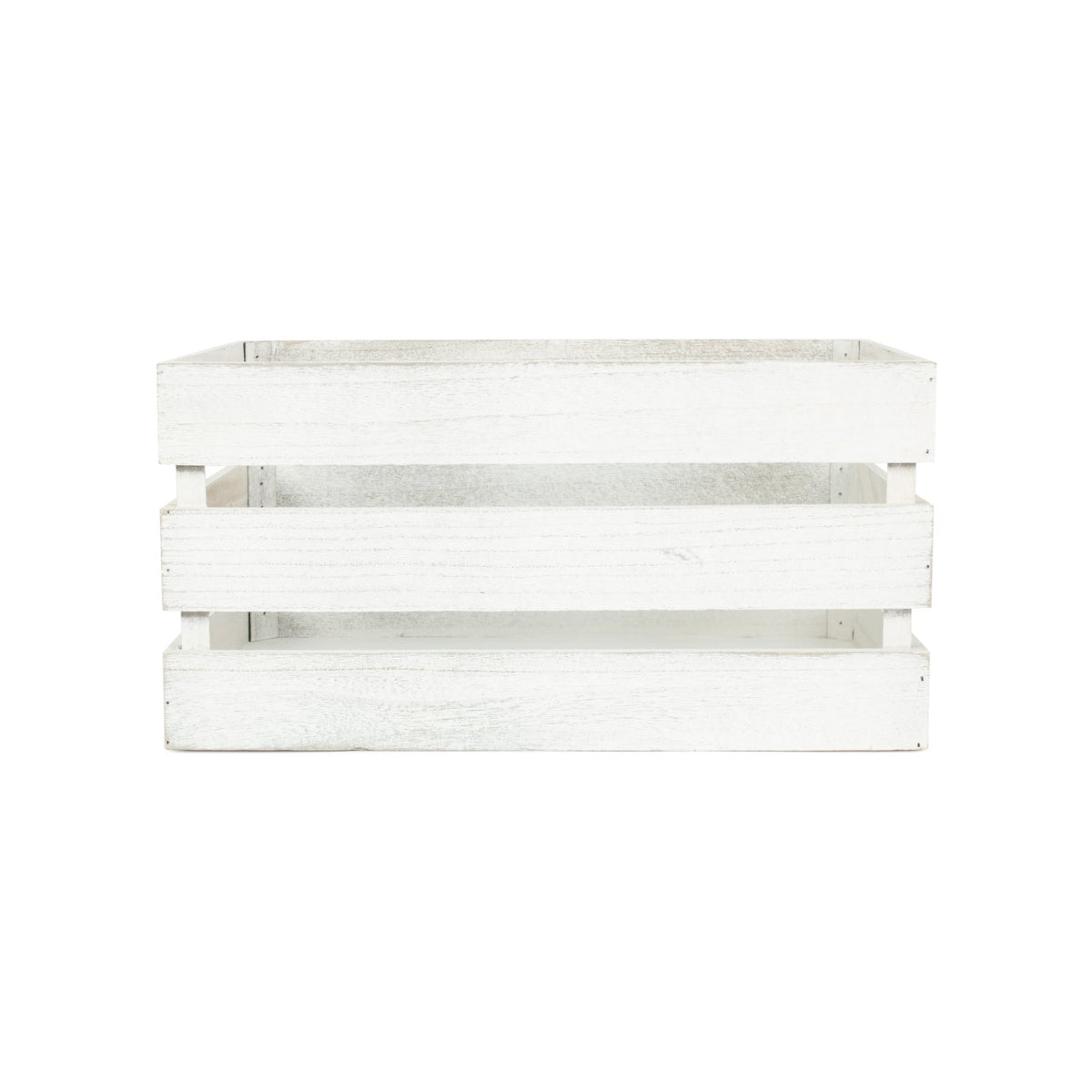 Large Vintage White Wash Slatted Wooden Crate