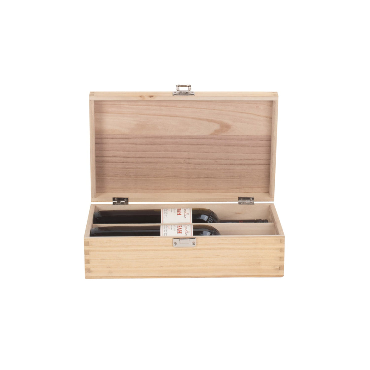 Two Bottle Clear Varnish Wooden Box