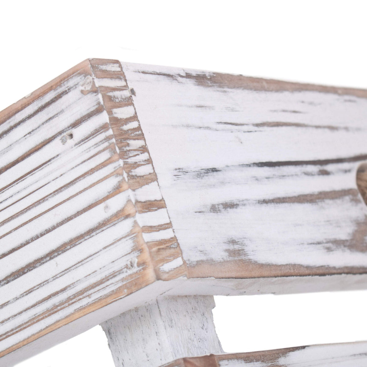 Medium Distressed White Wash Rope Handled Crate