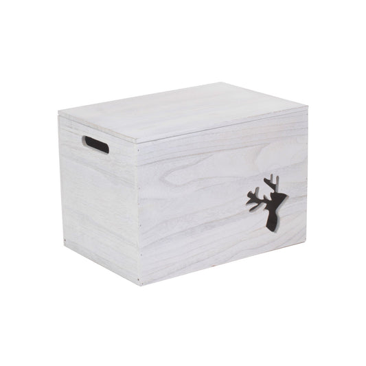Reindeer Cut-Out Wooden Box with Lid