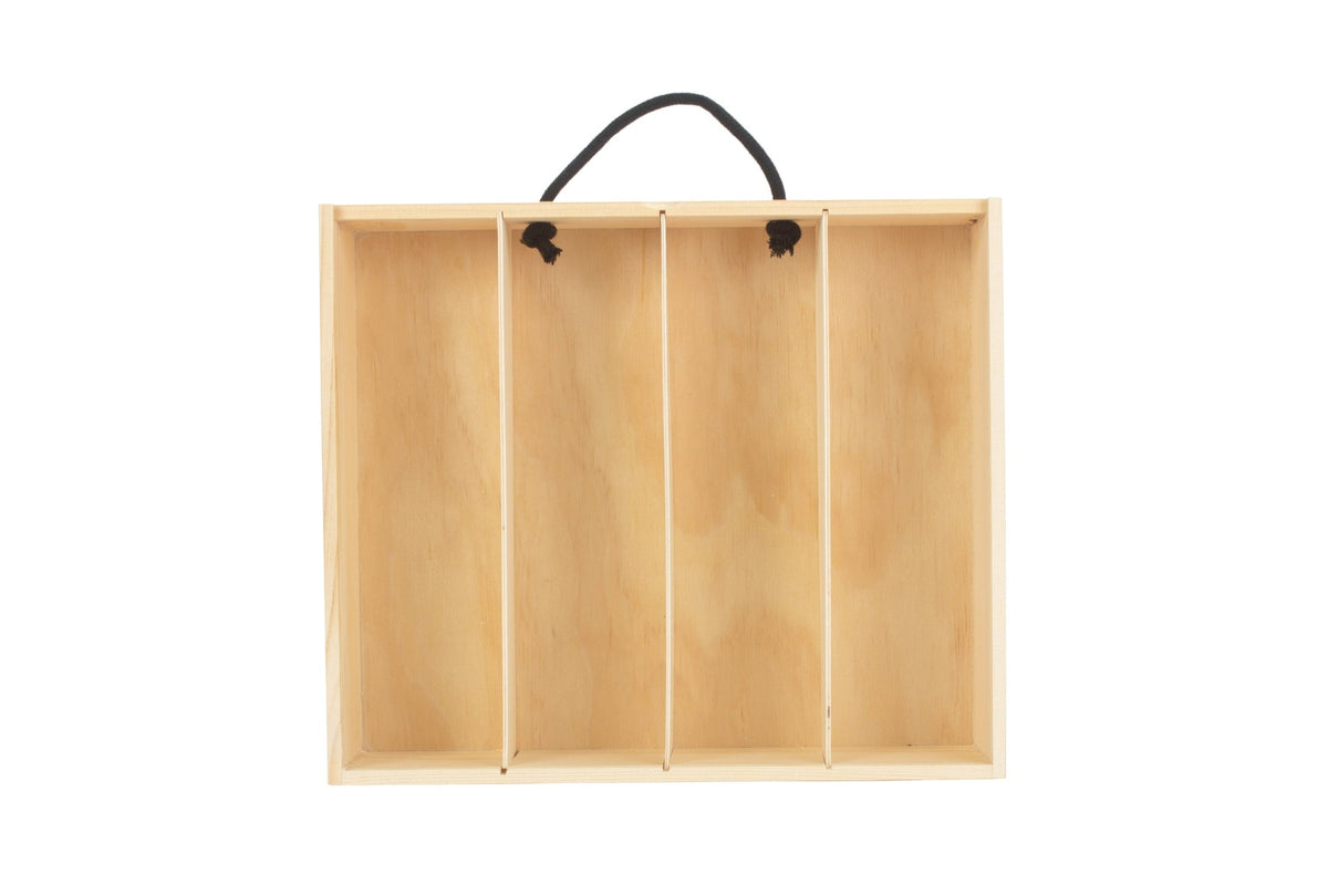 4 Bottle Box with Sliding Wooden Lid