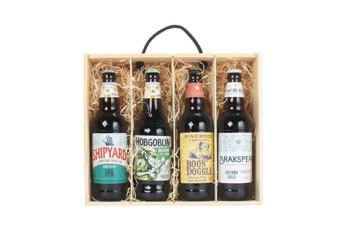 4 Bottle Box with Sliding Wooden Lid