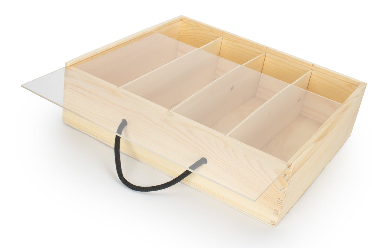 4 Bottle Box with Sliding Acrylic Lid