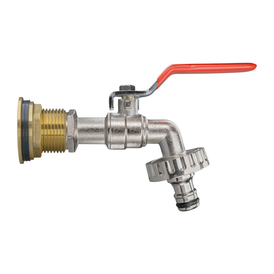 Water Butt Brass Kit 3/4" with Quick Connect Lever Tap and Drill Bit